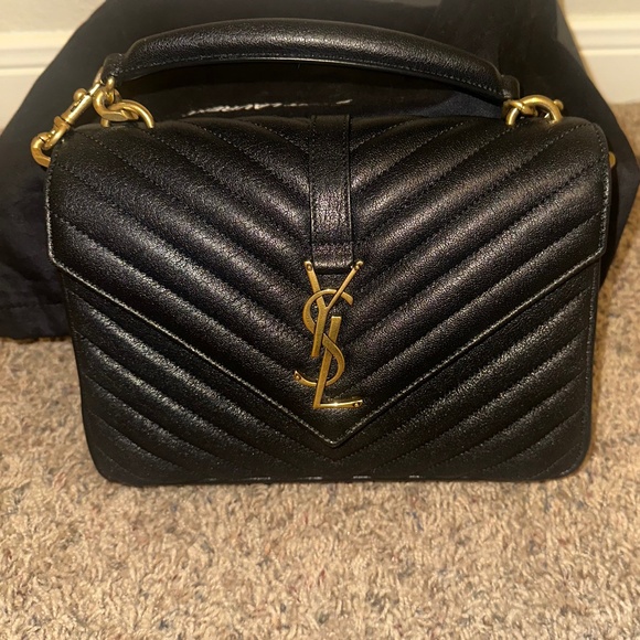 Yves Saint Laurent Sheepskin Matelasse Chevron Monogram Medium College Bag - Picture 3 of 6